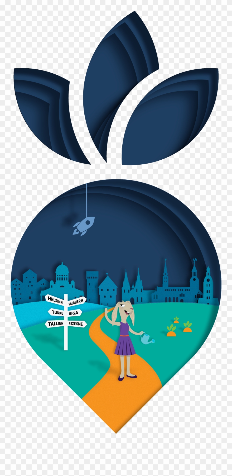 Papercut Carrot - Illustration Clipart