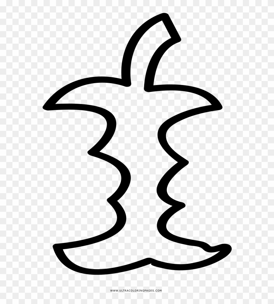 Apple Core Coloring Page - Line Art Clipart