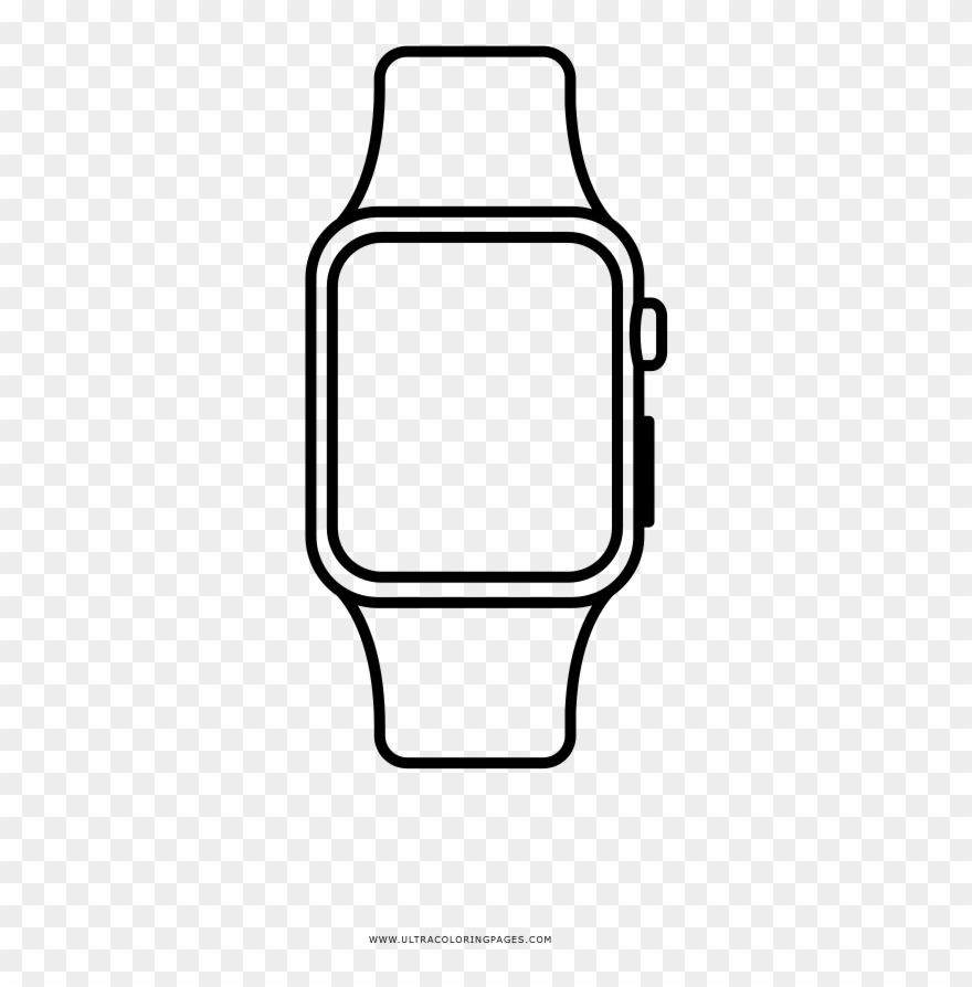Apple Watch Coloring Page - Line Art Clipart