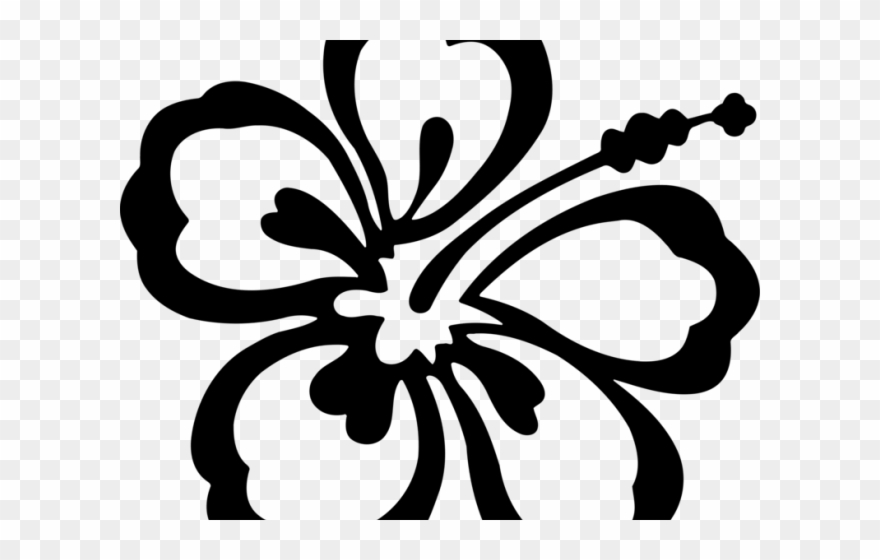 Black Clipart Hibiscus - Lei Flowers Black And White Clipart - Png Download