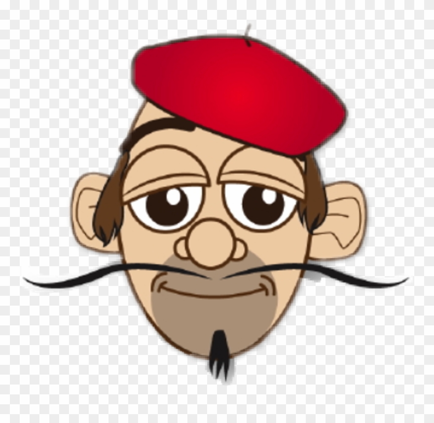French Sticker - Cartoon French Man Mustache Clipart