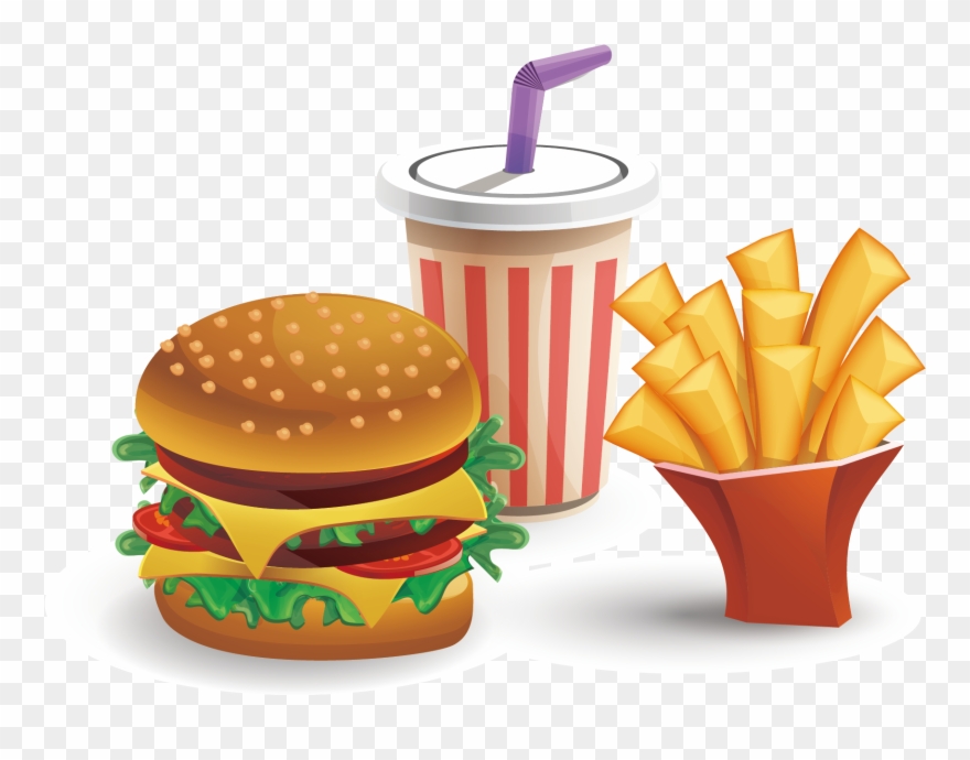 Hamburger Coca-cola Cheeseburger Fast Food French Fries - Vetor Coca Cola Png Clipart