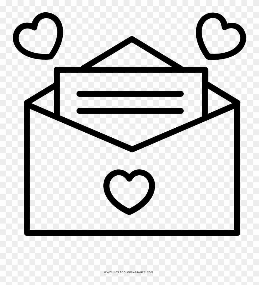 Valentinstag Ausmalbilder - Liebesbrief Symbol Clipart