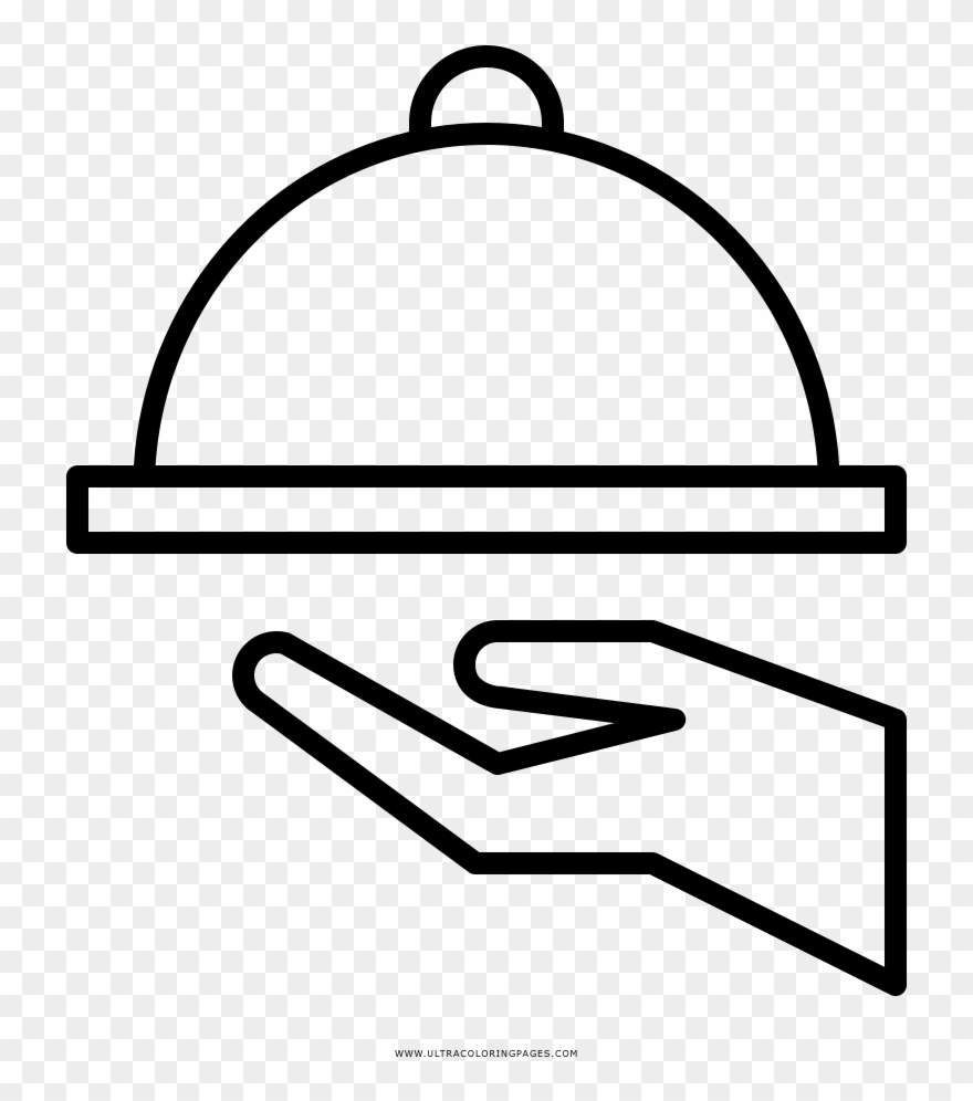Waiter Coloring Page - Food Outline Icon Png Clipart
