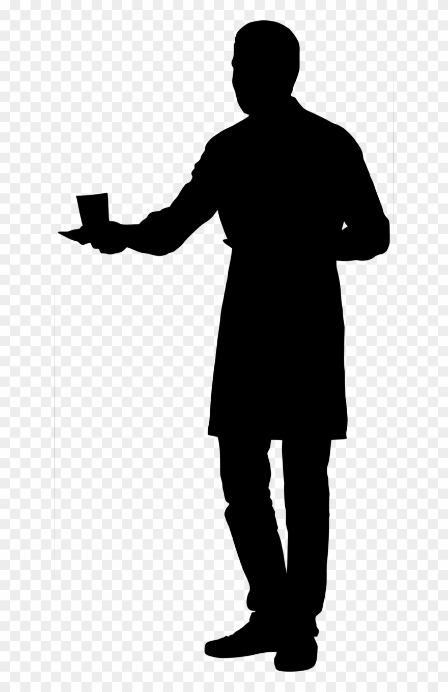 Silhouette Waiter Holding - People Silhouette Waiter Clipart