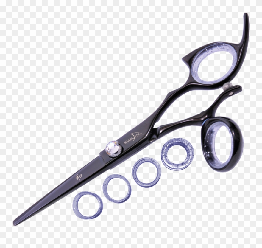 Right Hand Professional Line Swivel Black Titanium - Shark Fin Shears Clipart