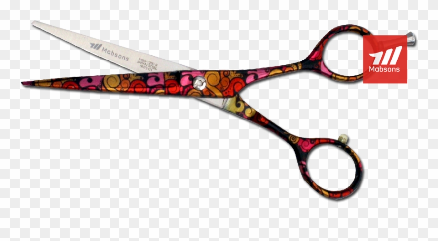 Printed Hair Scissors - Paper Coated Scissors Clipart