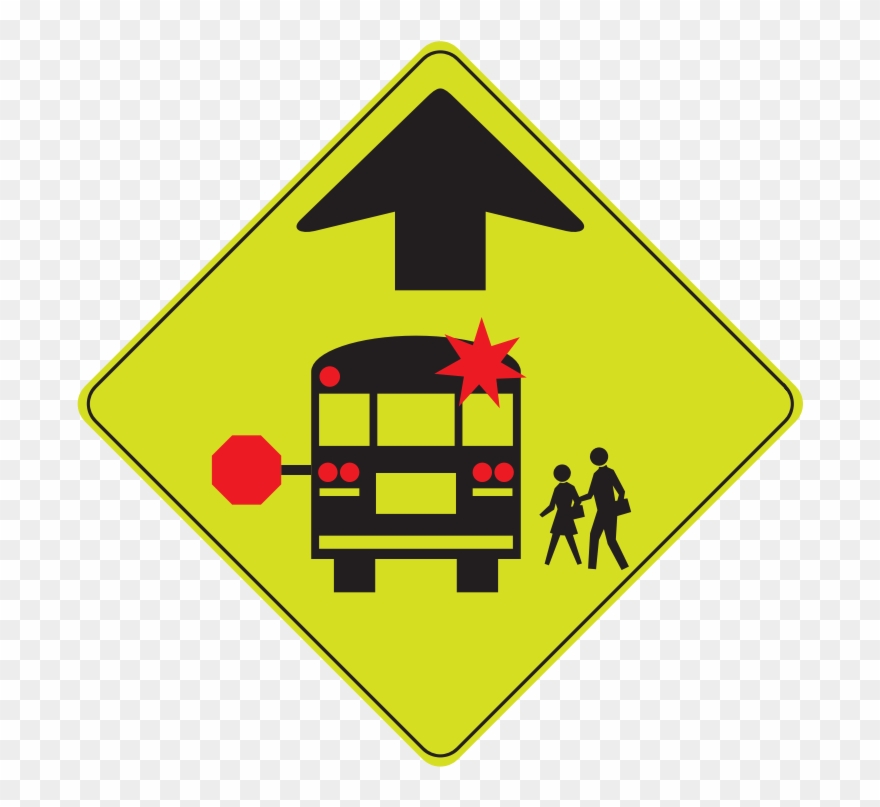 School Bus Stop Ahead Sign Clipart