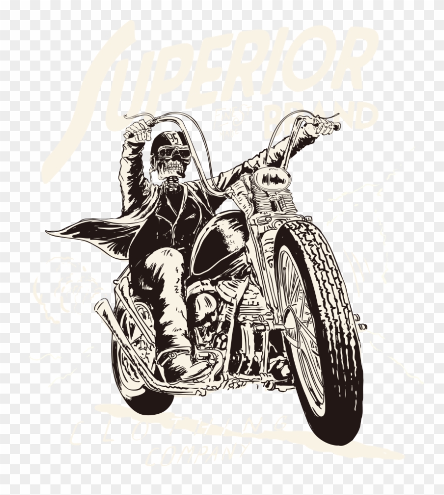T-shirt Vector Motorcycle Skull Download Hq Png Clipart - Vector Graphics Transparent Png