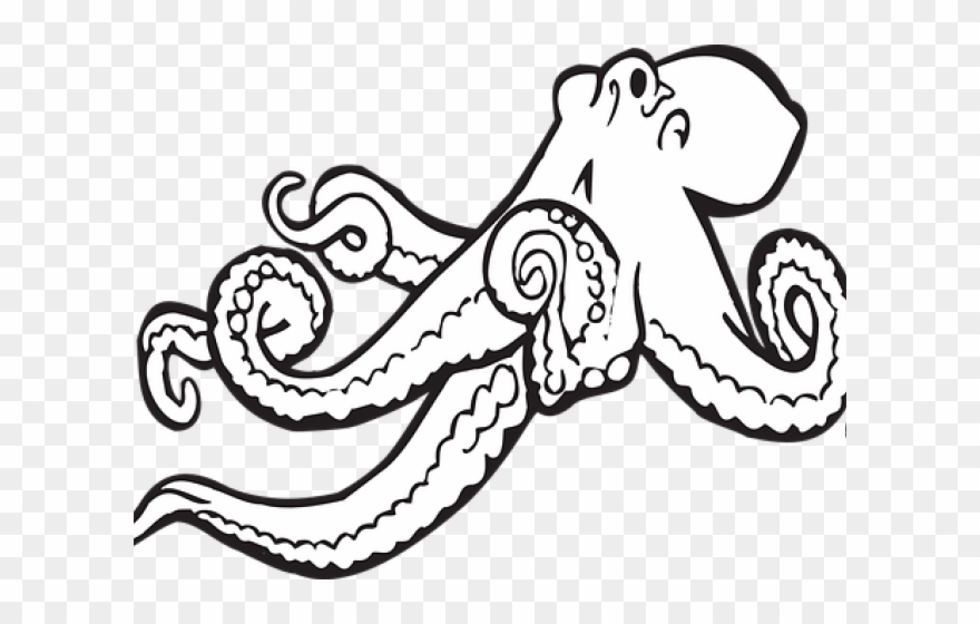 Octopus Clipart Underwate Animal - Black And White Octopus Clip Art - Png Download
