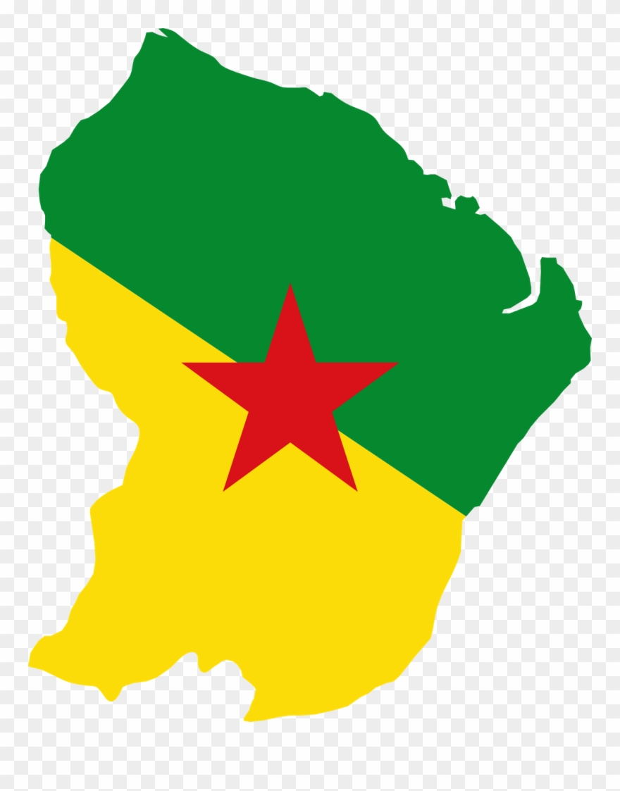 French Guiana Map With Flag Clipart