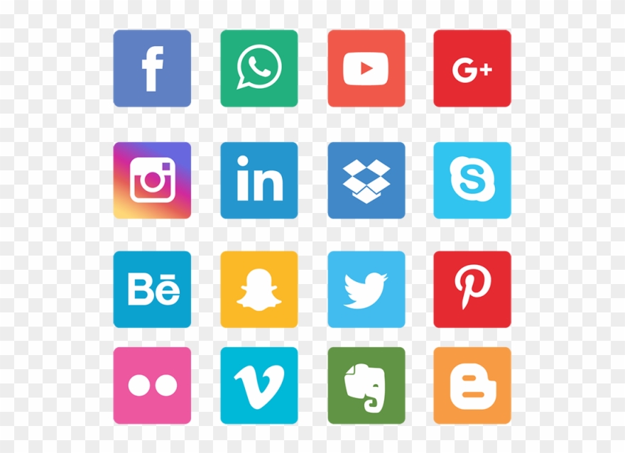 Icons Set Network Background Smiley Face Share Ⓒ - Square Social Icons Png Clipart