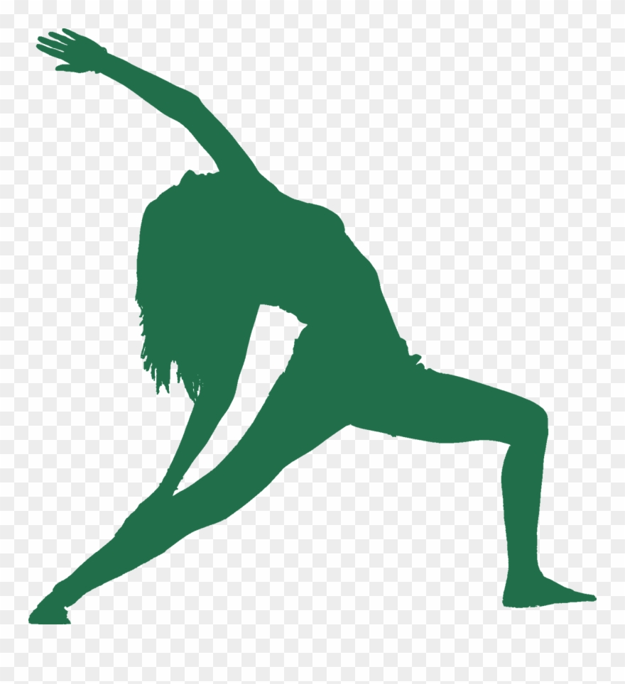 Green Colored Silhouette Women Performing Reverse Warrior - Yoga Logo Transparent Clipart