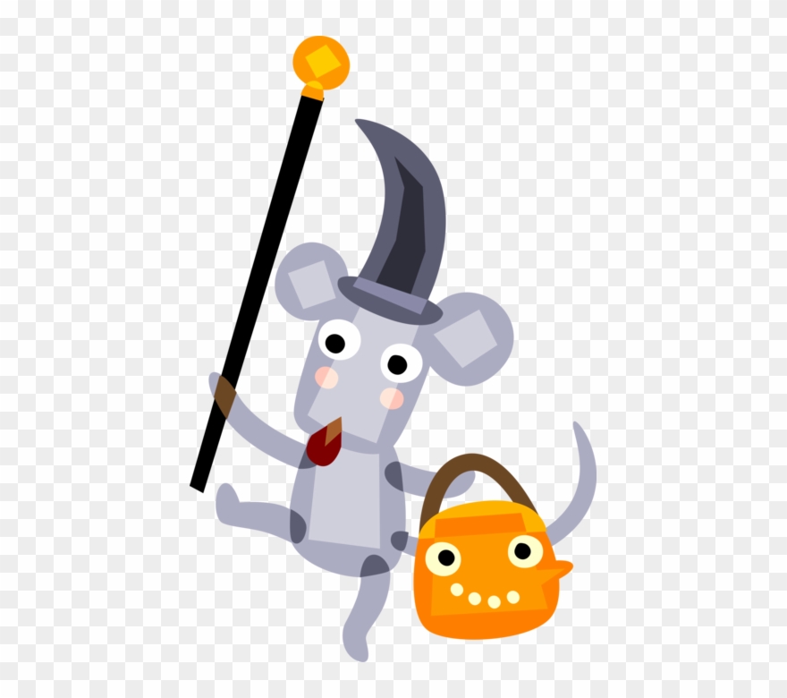Vector Illustration Of Halloween Trick Or Treat Mouse Clipart
