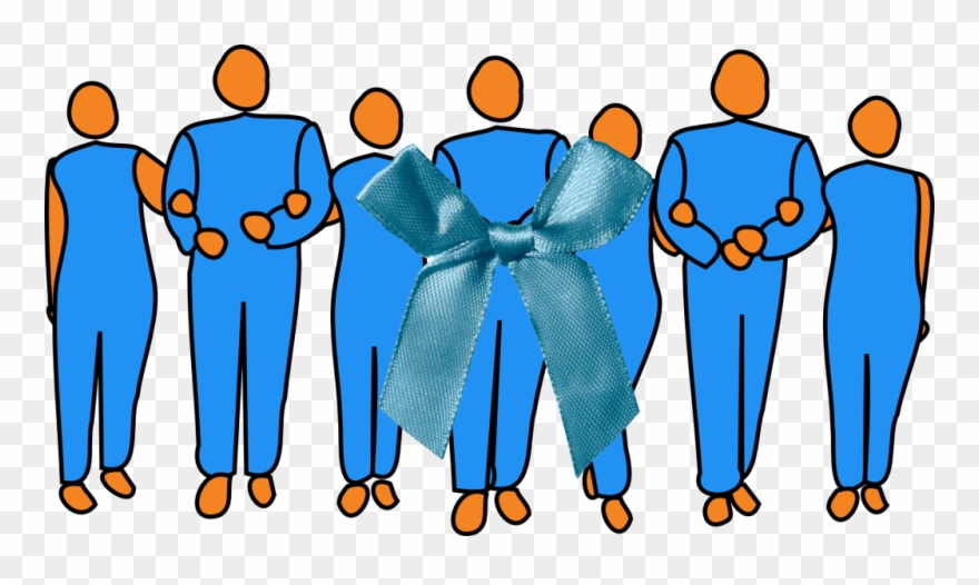 Men Tied Together With A Bow - Cartoon People Linking Arms Clipart