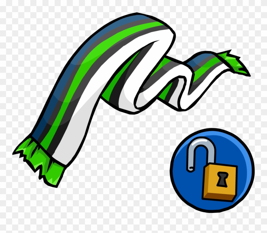 Green And Blue Scarf - Cachecol Verde Club Penguin Clipart