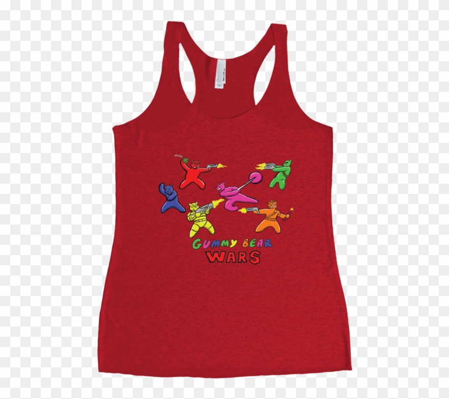 Gummy Bear Wars Racerback Tank Top - Sofra Women's 100% Cotton Racerback Tank Top Clipart