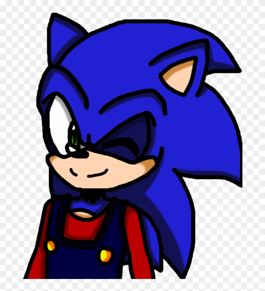 Sonic In Mario's Suit By Miltonssj9 - Cartoon Clipart