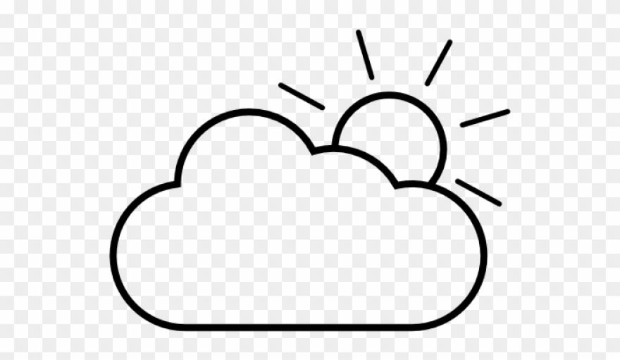 Gloomy Clipart Cloudy - Cloud With Sun Drawing - Png Download