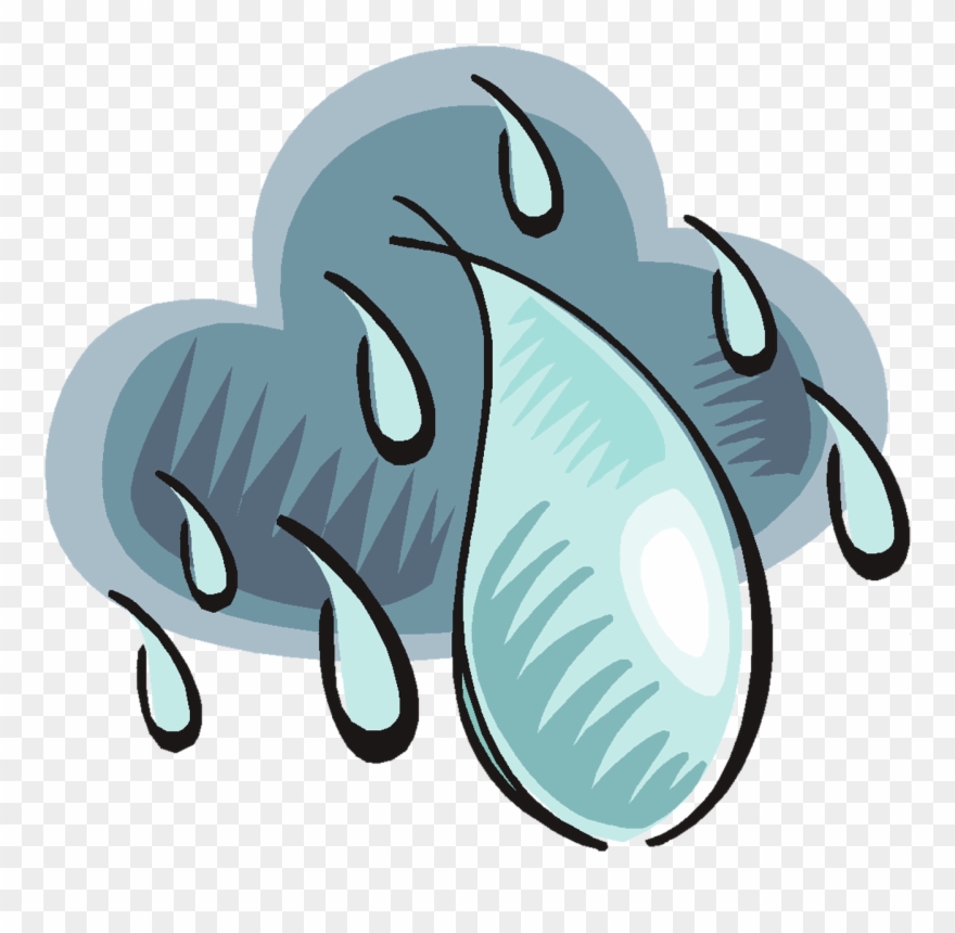 Storm Clipart Rainy Climate - Cloudy Rain Drawing - Png Download