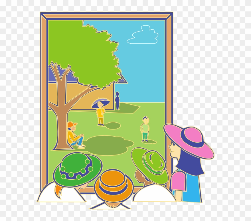 Kids Looking Out Window - Scenery Drawing For Kids Clipart