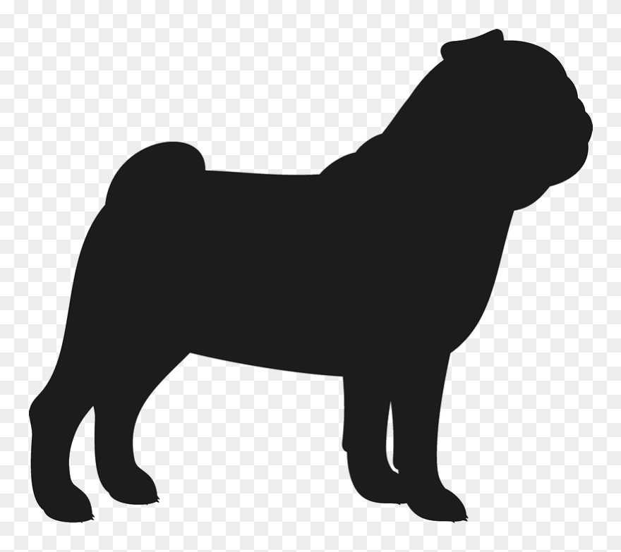 Pug Silhouette Png Clip Art Freeuse - Elephant Silhouette Trunk Up Transparent Png