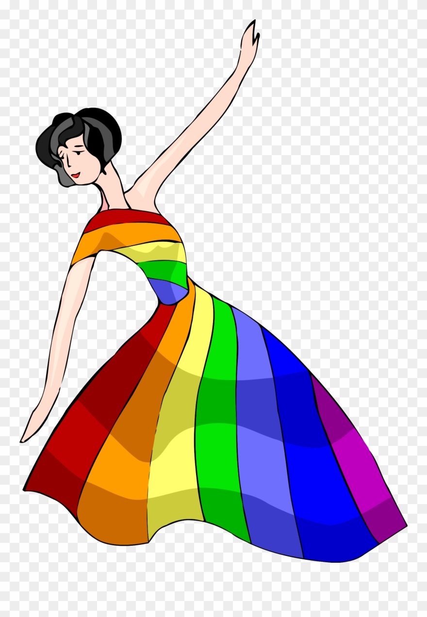 Dress Clothing Rainbow Woman - Rainbow Dress Clipart - Png Download