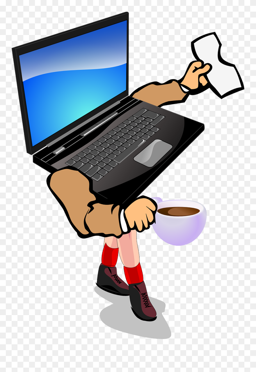 Creating An On The Go Office - Walking Laptop Clipart