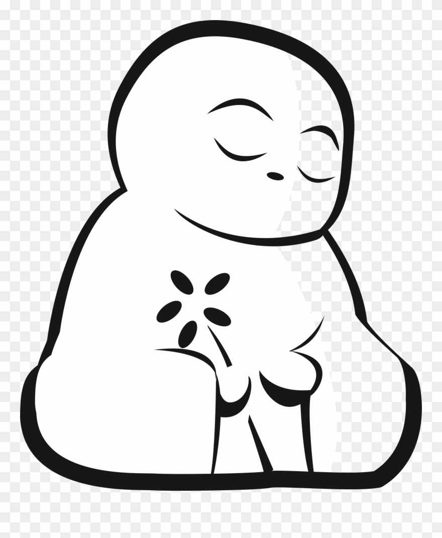 Dosojin Buddha Black White Line Art 555px - Buddha Clipart Black And White Face - Png Download