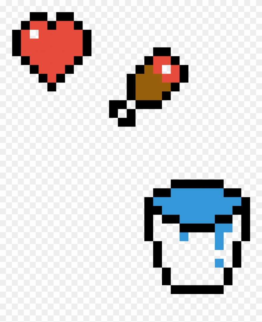 Minecraft Heart Hunger And Water Bucket - Minecraft Clipart
