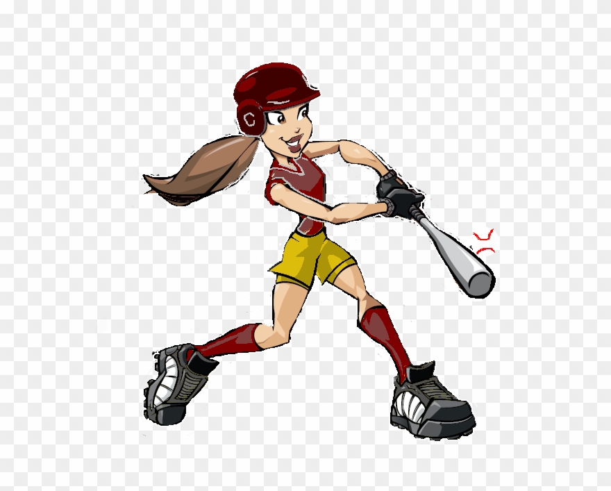 Cy Woods Athletic Booster Club - Cartoon Girl Playing Softball Clipart