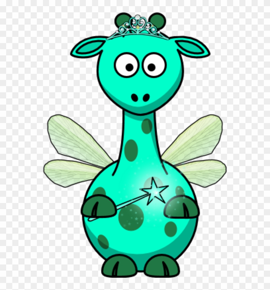Giraffe As A Fairy - Transparent Cartoon Giraffe Clipart