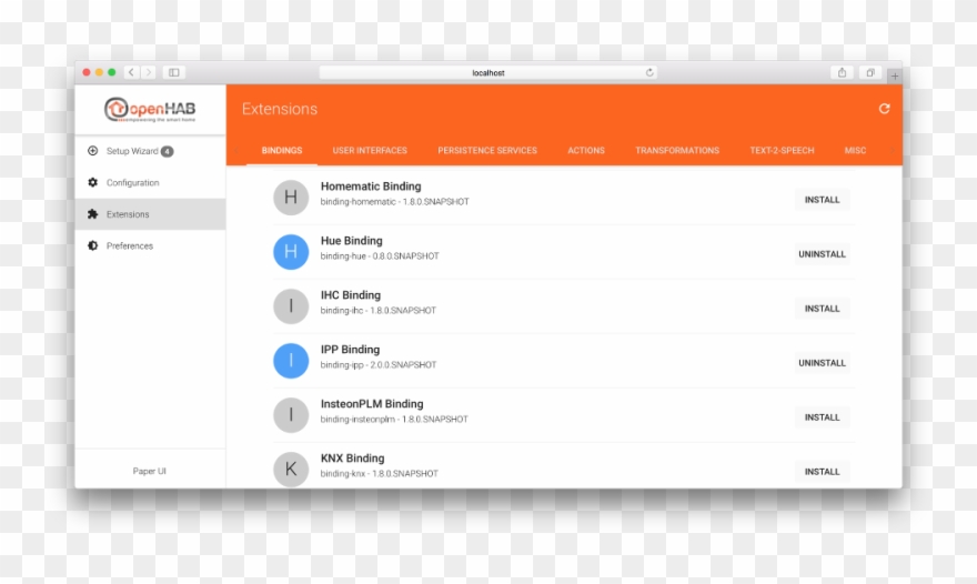 The Paper Ui Supports The Installation Of Add-ons - Openhab 2.0 Clipart