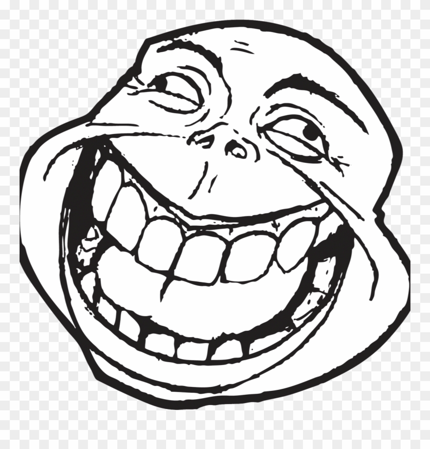 Big Open Mouth Troll Face - Funny Meme Face Png Clipart
