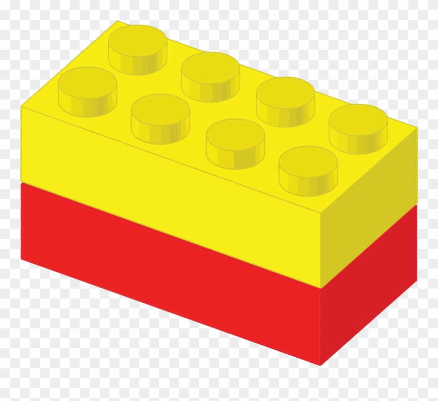 Attach The Red Block To The Bottom Of The Yellow Block - Illustration Clipart