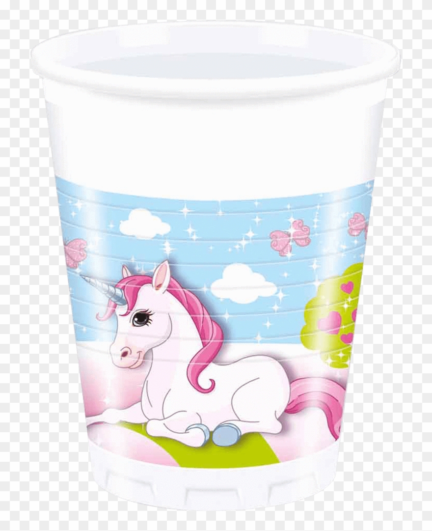 Enhjørning Plastikkrus - 20 Cl - 8 Styk - Unicorn 8 Plastic Cups (200ml) Clipart
