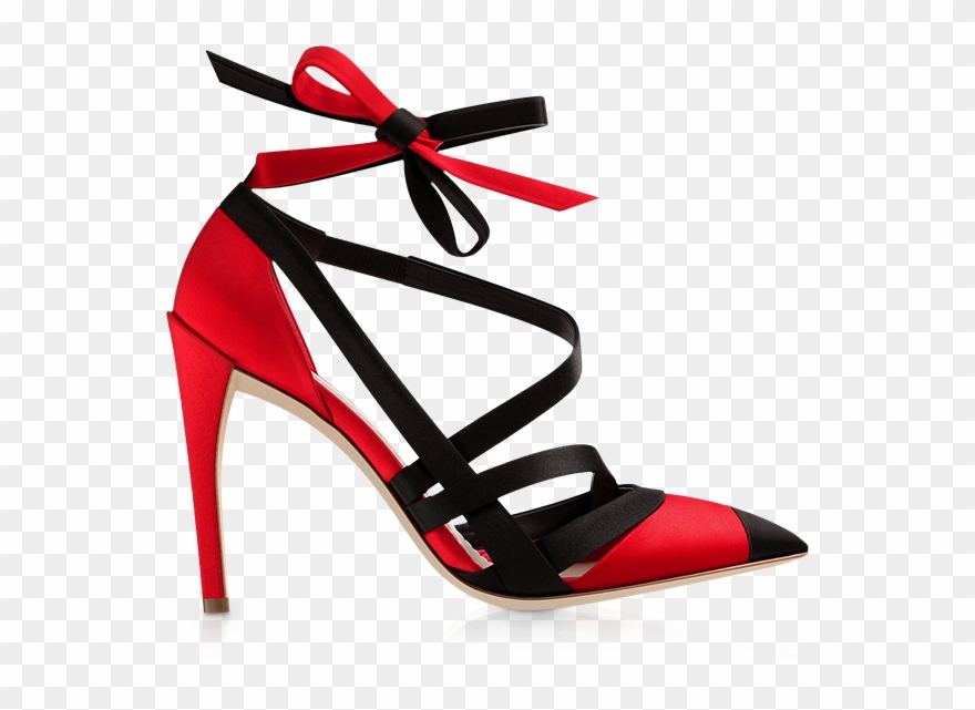 Sandale Satin Rouge Et Noir, 10 Cm - Shoe Clipart