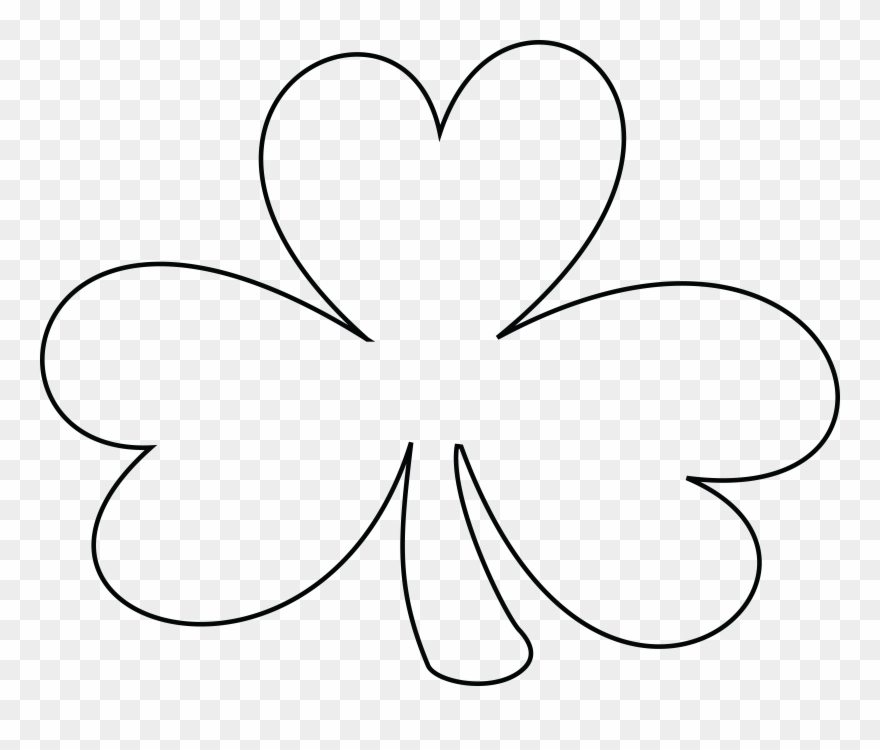 Shamrock Clipart Line Art - Clip Art Clover Black And White - Png Download