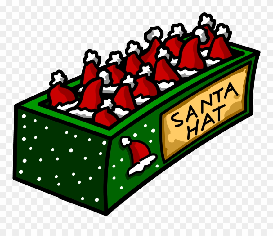Christmas Party 2007 Santa Hat Box - Club Penguin Clipart