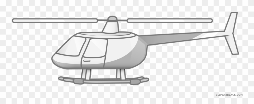 Helicopter Transportation Free Black White Clipart - Helicopter Cartoon No Background - Png Download