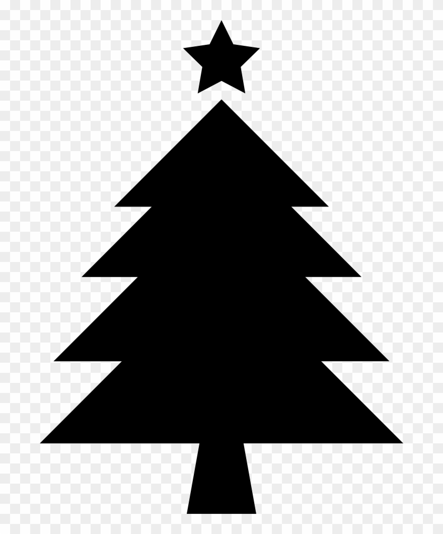 Christmas Tree With Star - Christmas Tree Silhouette Clipart - Png Download