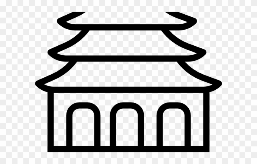 Temple Clipart Transparent - Buddhist Temple Cartoon Black And White - Png Download