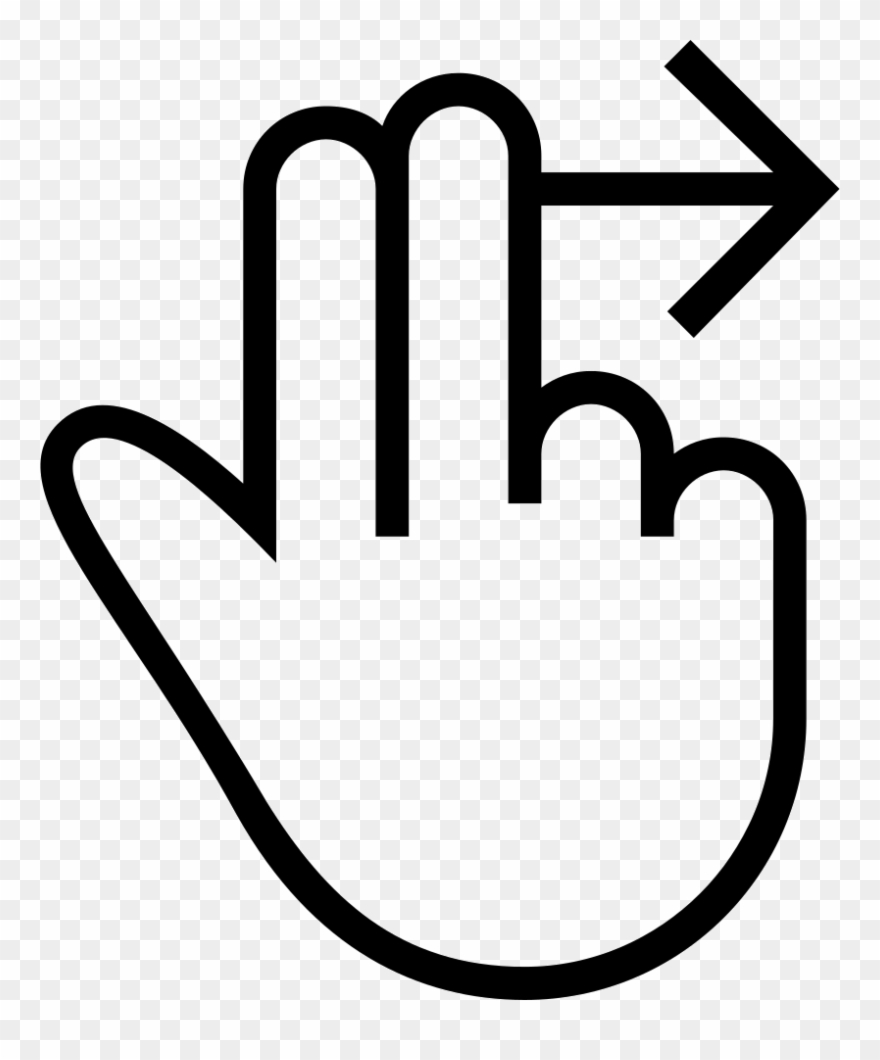Swipe Right Two Fingers Gesture Outlined Hand Symbol - Whatsapp Swipe To Reply Clipart
