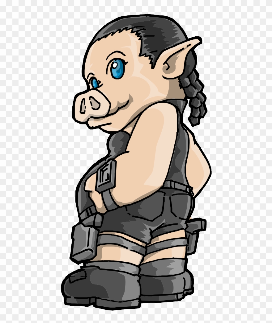 Lara Pork Of Pork Raider - Cartoon Clipart