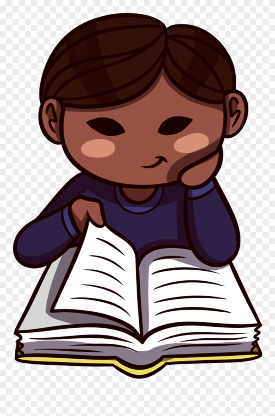 Boy Reading Peacefully - Cartoon Clipart