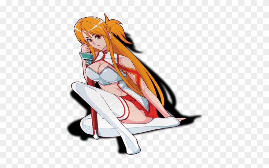 Asuna W/ Sword Waifu Sticker - Cartoon Clipart