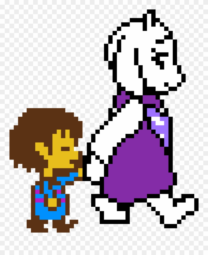 Toriel Holding Frisk´s Hand - Toriel And Frisk Pixel Art Clipart