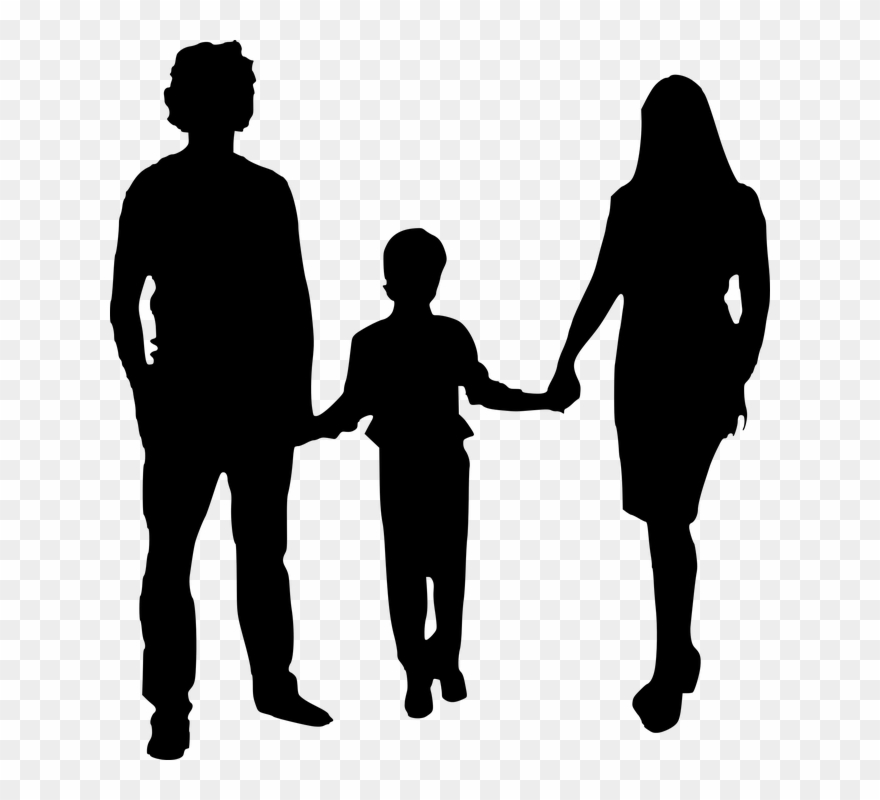 Silhouette, Mother, Father, Isolated - Clipart Mother & Father - Png Download