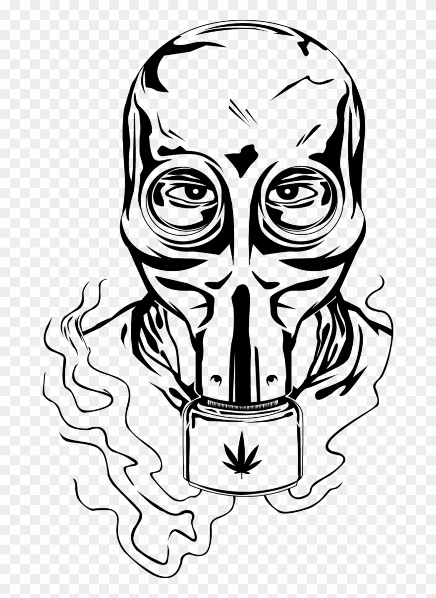 Drawn Gas Mask Design - Gas Mask Bong Drawing Clipart