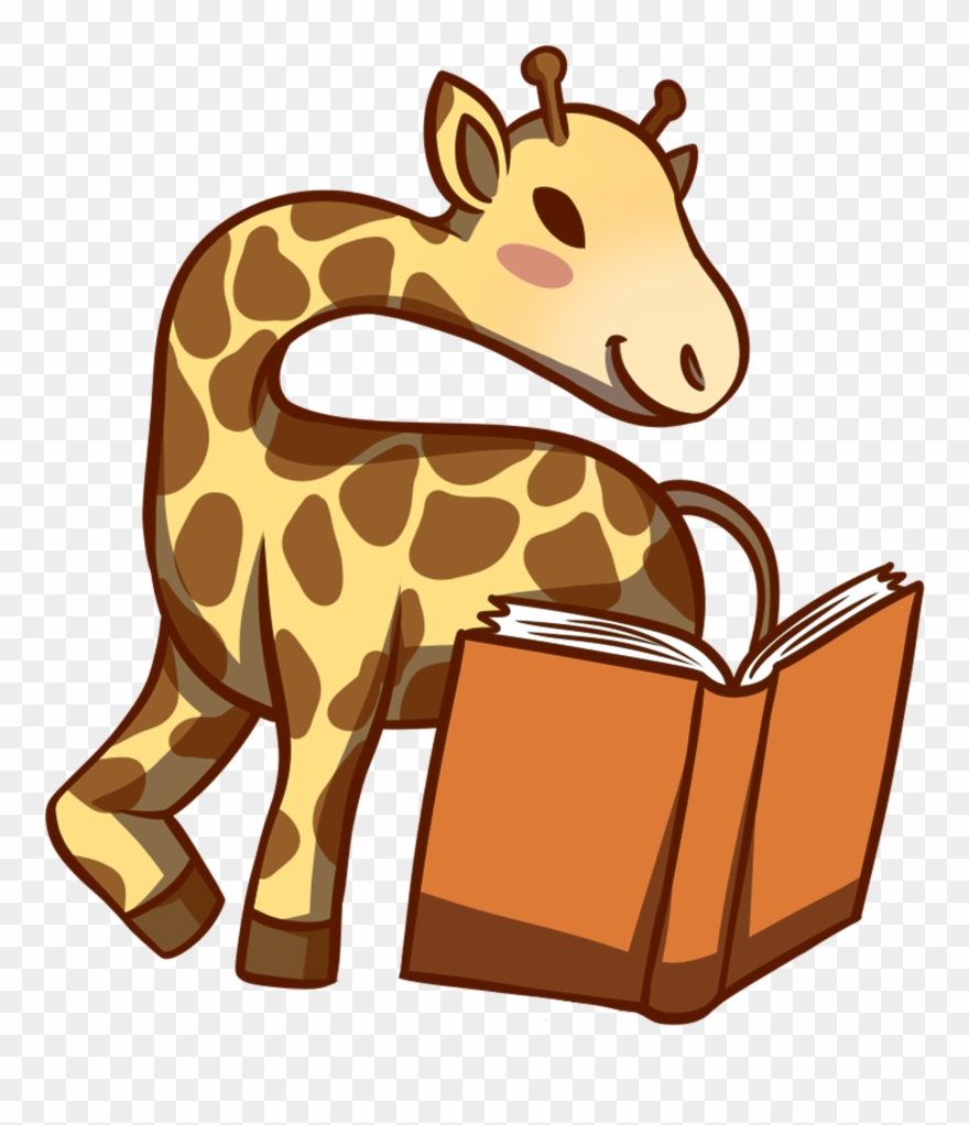 Giraffe Reading Book - Giraffe Clipart